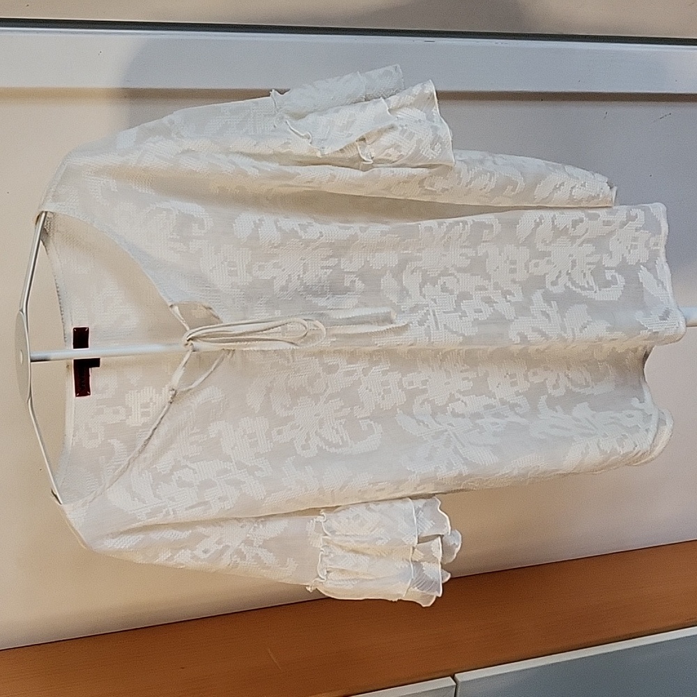 VIVIENNE TAM Ivory Short Sleeve Sheer Top Size M/L